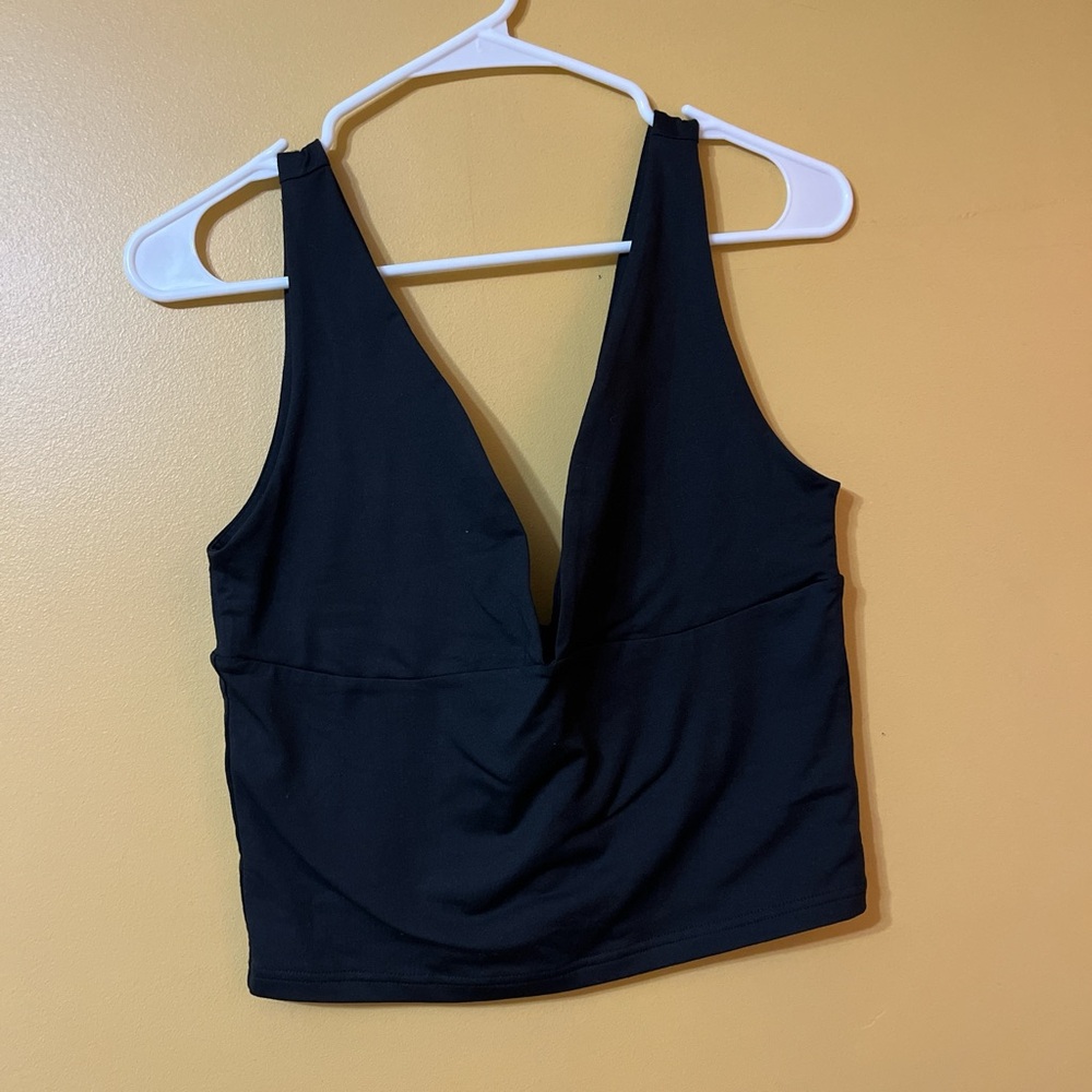 Black V-Neck Women's Crop Top